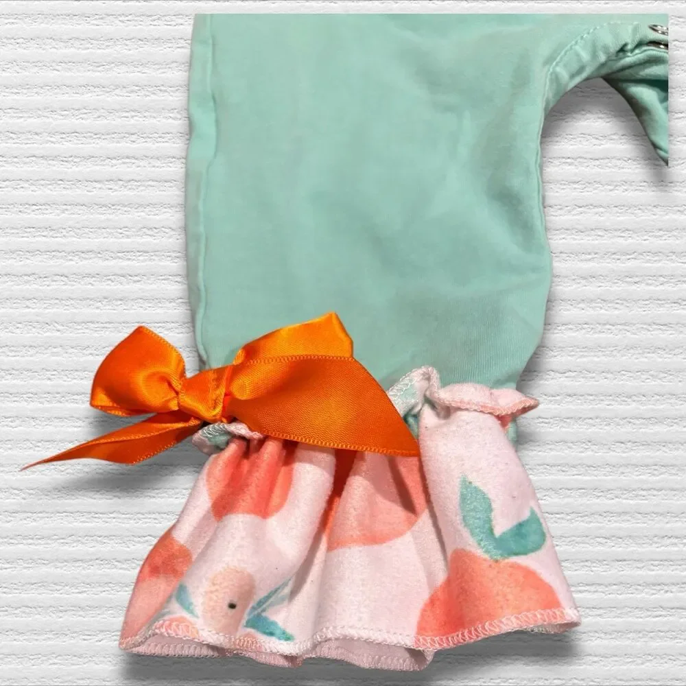 Marie Nicole 6-12 Mint & Peach Ruffle Romper